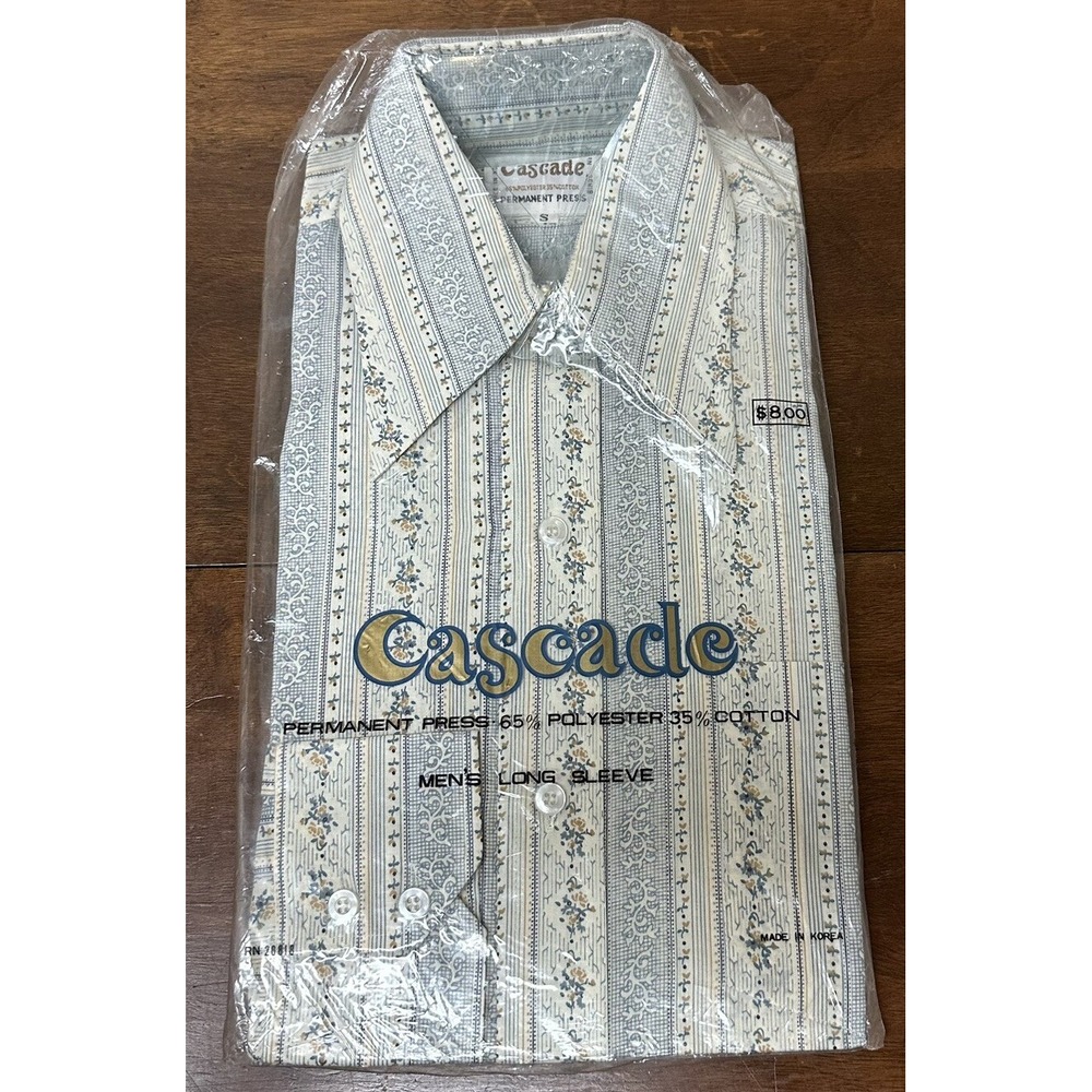 Vintage Retro 60s 70s Shirt Hippie Disco Dagger Collar Woodstock Size S NOS NEW